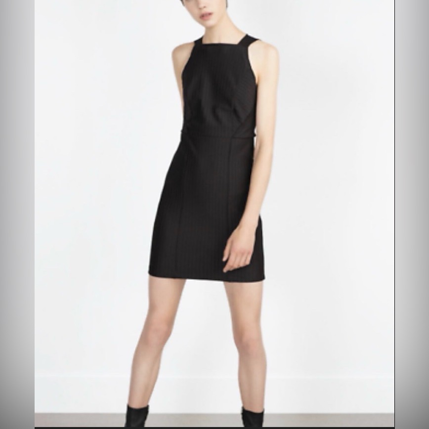 Zara Black Halter Sheath Dress- S Black. Poly Spandex. Nwt